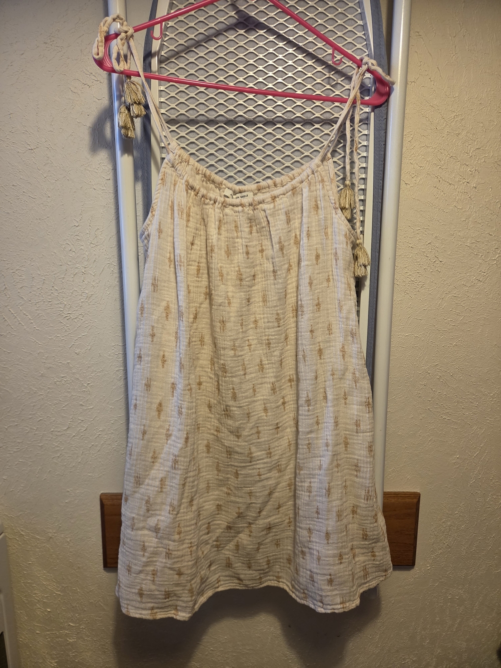 American Eagle Outfitters Cream Mini Dress with Tan Pattern